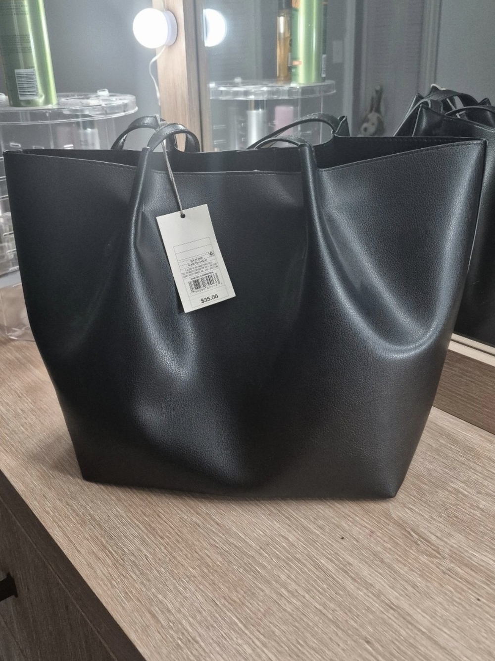 a new day Black Faux Leather Tote Bag